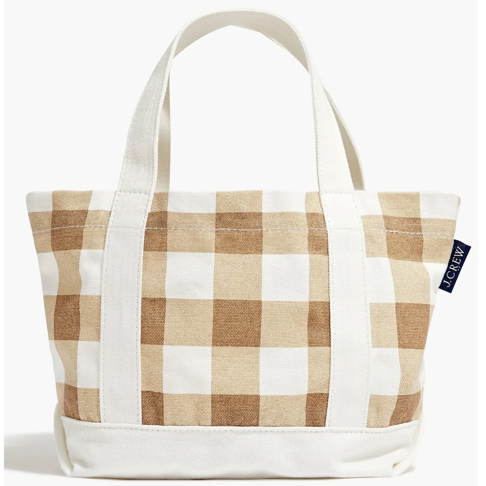 J. CREW FACTORY Mini Structured Canvas Plaid Tote Bag - New With Tags - Picture 1 of 9